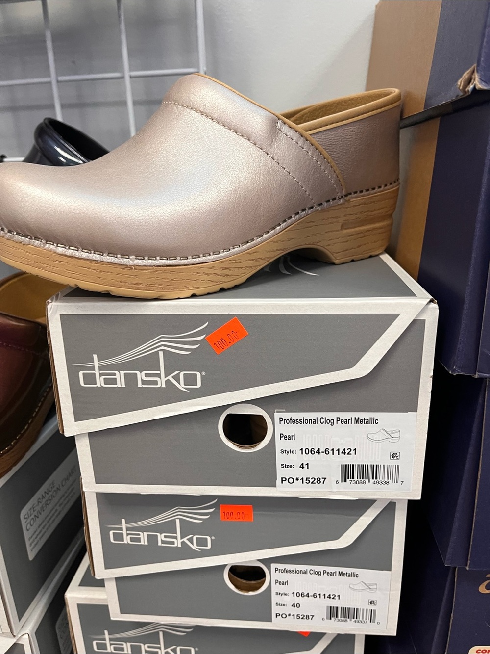 Dansko Pearl Metallic Slip-On Clog in Light Champagne